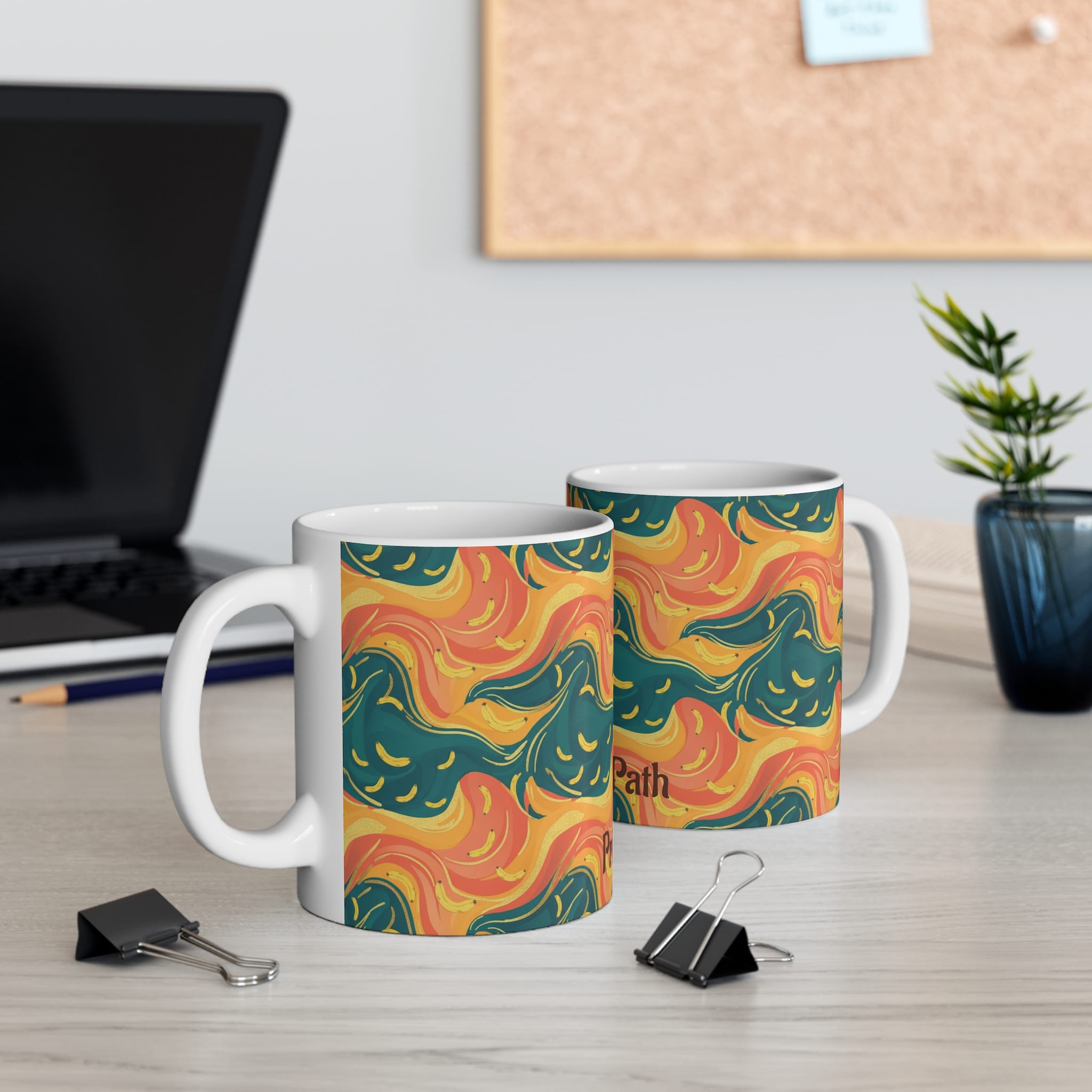 Psychedelic Swirl Ceramic Coffee Mug, Retro 70s Boho Kitchen Decor, Colorful Artsy Tea Cup, Unique Birthday Gift for Her or Him, 11oz - Image 5