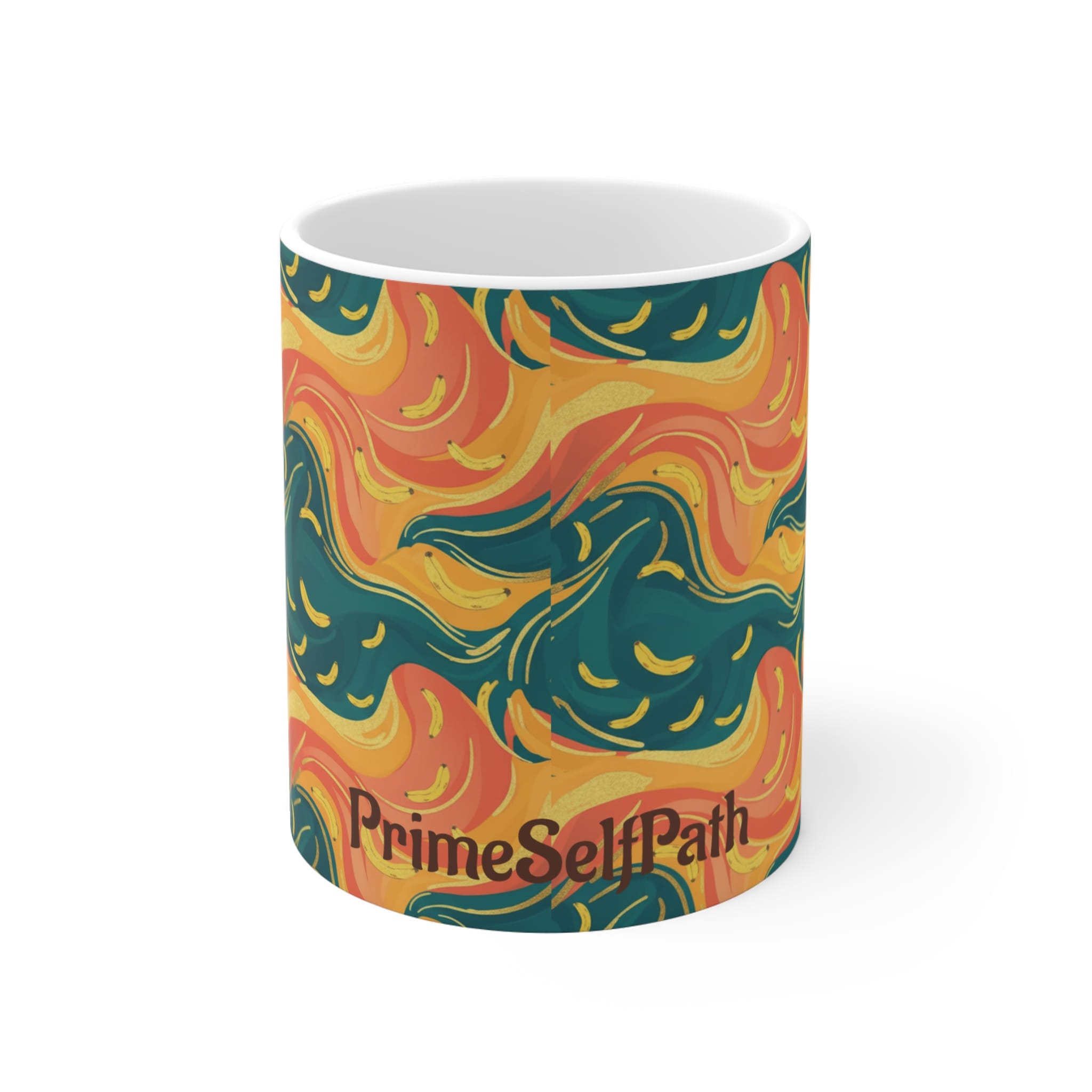 Psychedelic Swirl Ceramic Coffee Mug, Retro 70s Boho Kitchen Decor, Colorful Artsy Tea Cup, Unique Birthday Gift for Her or Him, 11oz - Image 2