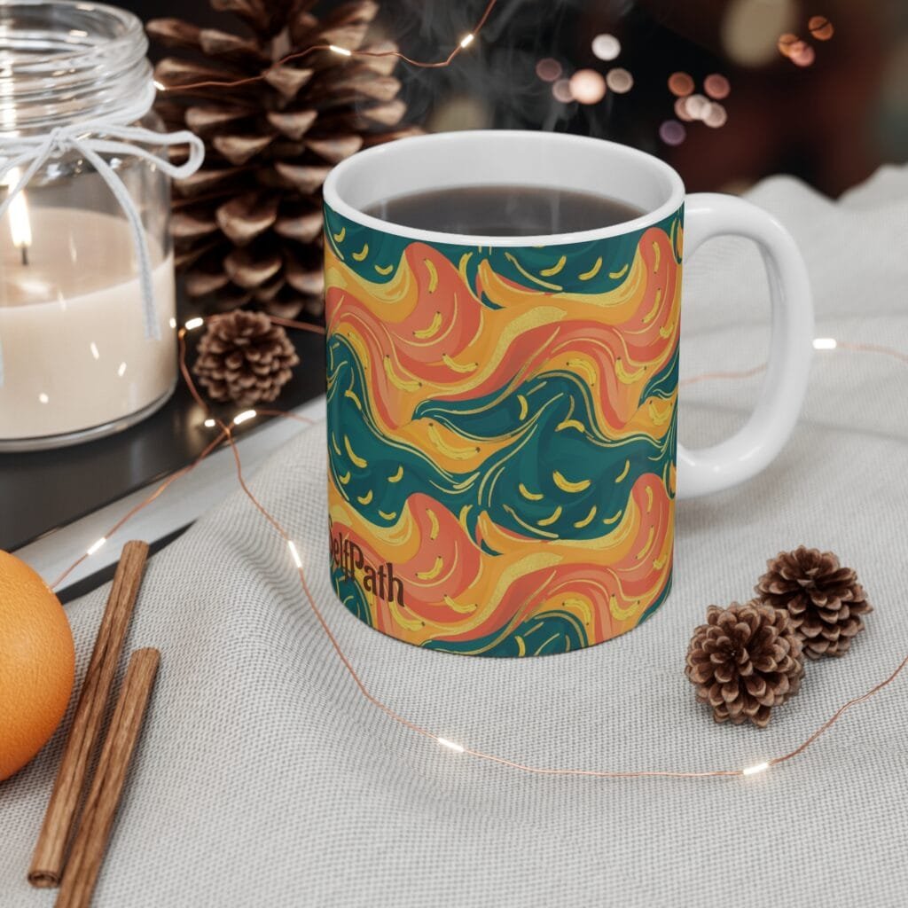 Shop Psychedelic Swirl Ceramic Coffee Mug, Retro 70s Boho Kitchen Decor, Colorful Artsy Tea Cup, Unique Birthday Gift for Her or Him, 11oz