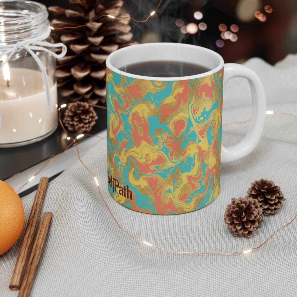 Shop Psychedelic Swirl Ceramic Coffee Mug, Retro 70s Boho Kitchen Decor, Colorful Artsy Tea Cup, Unique Birthday Gift for Her or Him, 11oz