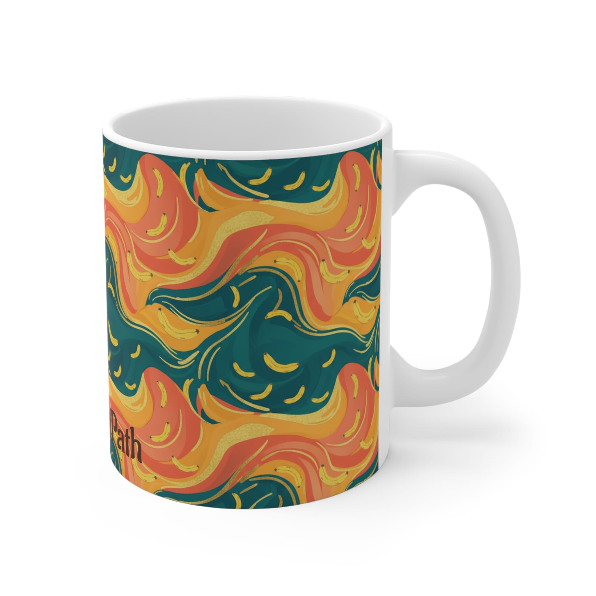 Psychedelic Swirl Ceramic Coffee Mug, Retro 70s Boho Kitchen Decor, Colorful Artsy Tea Cup, Unique Birthday Gift for Her or Him, 11oz - Image 4